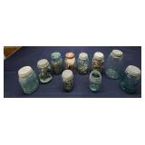 G2 - Antique Blue Mason Jar Collection w Collectio