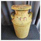 P2 - Antique Metal Milk Can with Lid ' Vintage m