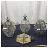 G2 - Vintage Glass Panel Pendant Light F four hexa