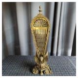 Q2 - Brass Peacock Folding Fireplace Fan Ornate br