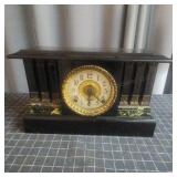 T1 - Antique Black Mantel Clock with Bra Black man