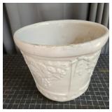 YD - White Ceramic Planter with Grape Mo White gla