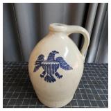 Q2 - Vintage Stoneware Jug with Blue Eag Tradition