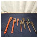 T3 - Lot of 8 Vintage Pipe Wrenches ' Collection