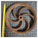 S2 - Antique Cast Iron Flywheel Pulley w Cast iron