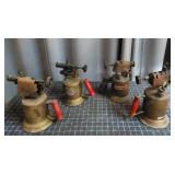 S2 - Lot of 4 Vintage Brass Blow Torches Collectio