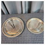 S2 - Two Round Serving Trays with Engrav Pair of r