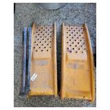 Pair of Steel Car Ramps with Wheel Chock Set of he