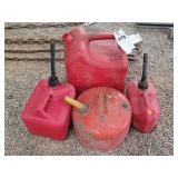 Lot of 4 Red Plastic Gas Cans Collection of four r
