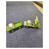 Two Buddy L Pressed Steel Toy Trucks Pair of green