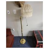 Brass Floor Lamp with Crocheted Lace Sha Swing-arm