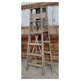 Two Wooden A-Frame Step Ladders Pair of wooden A-f