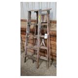 Two Wooden Step Ladders Pair of wooden A-frame ste