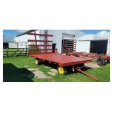 Flatbed Hay Wagon with Wooden Rack Ends Flatbed ha