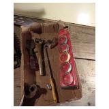 wrench caddy, stud puller, electrical tape & chise