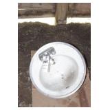 Vintage 18" Round Enameled Steel Sink