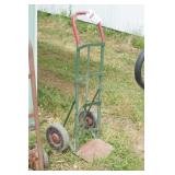 green 2 wheel cart with pneumatic tires