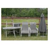 Grey Patio set w/ table & umbrella