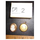 (2) Cameo Pin & Locket Pendant