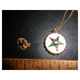 (2) Eastern Star Necklace & Pin (14K GP)