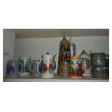 (10) Steins: Various 76 Golf, automobiles, etc.