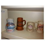 (4) Beer Steins - Coors, Labatts, Schlitz,