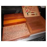 (3) Wood Boxes (carved, cigar, etc).