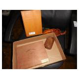 (3) Wood Boxes (1 oak) & Leaf Bowl