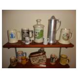Beer Steins & Misc. (2 shelves of them)