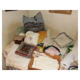 Bed, Pillows, Blankets, Sweaters, Table Cloths
