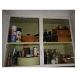 Contents of 4 Shelves over stove,
