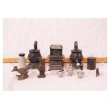 group of cast iron & brass items