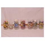 group of collectible fast food drinking glasses
