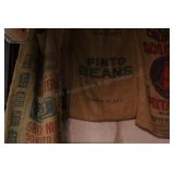 group of burlap produce sacks