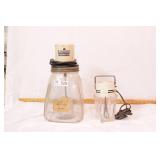 vintage butter churn & electric mixer.