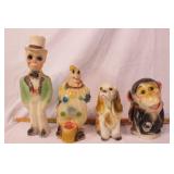 group of 4 chalkware figures