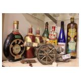 group of vintage spirits bottles