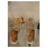 group of pin-up girl drinking glasses