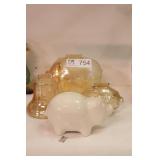 group of pig & bell coin banks