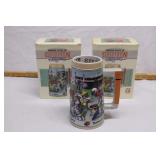 3 Budweiser football steins