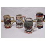 4 collectible beer mugs
