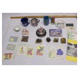 group of vintage travel collectibles