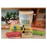 group of  Lionel Boxcars & soda collectibles