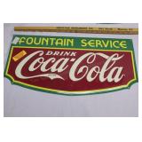 coca cola fountain service tin sign
