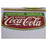 coca cola fountain service tin sign