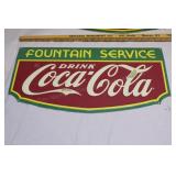 coca cola fountain service tin sign