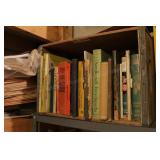 group of books with crate