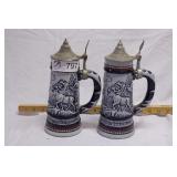 2 collectible beer steins