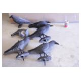Group of 5 Crow & 1 Owl Head Decoys