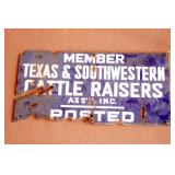 Enameled Texas Cattle Raisers Assn Sign